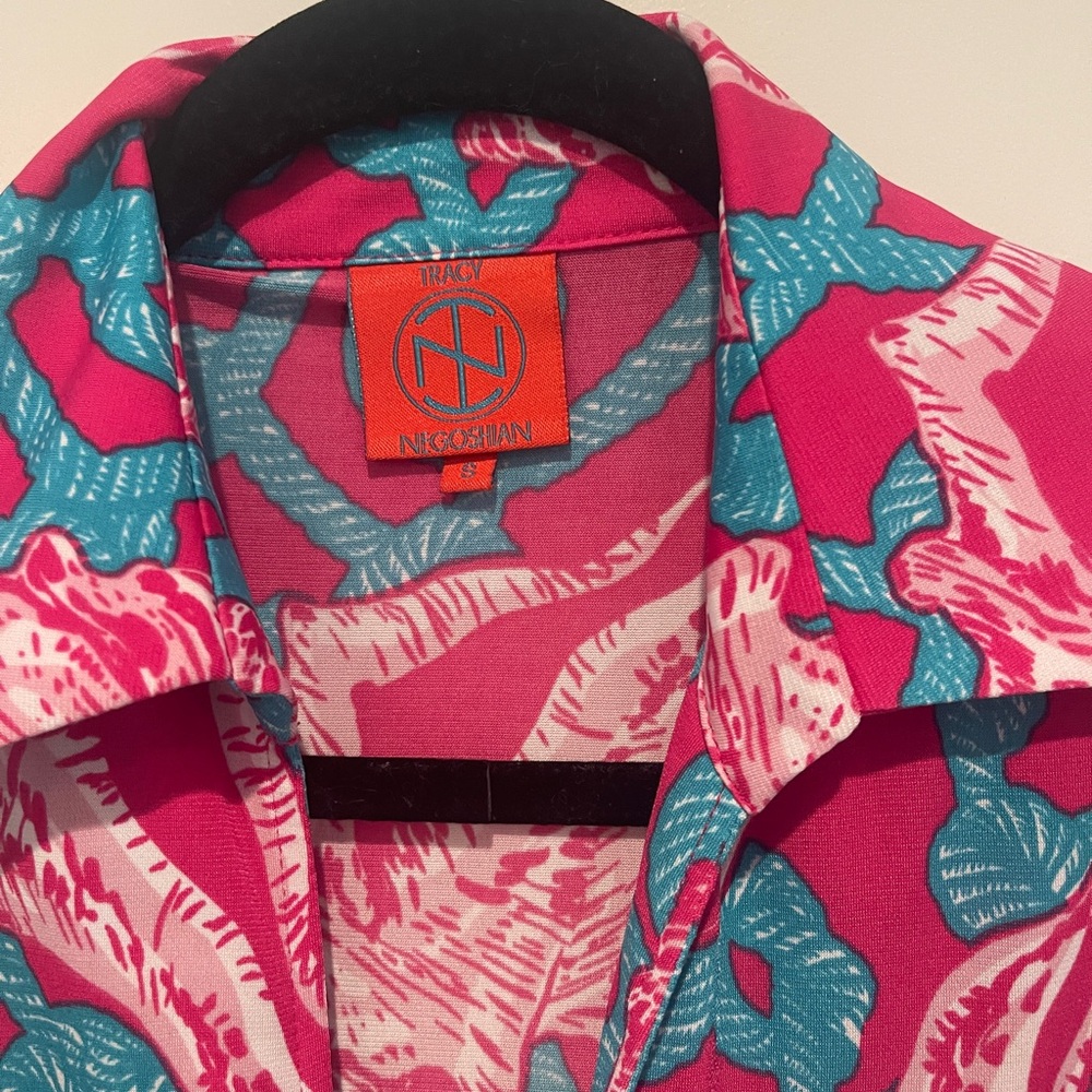 Tracy Negoshian Vibrant Pink and Teal Dress - Picture 2 of 4